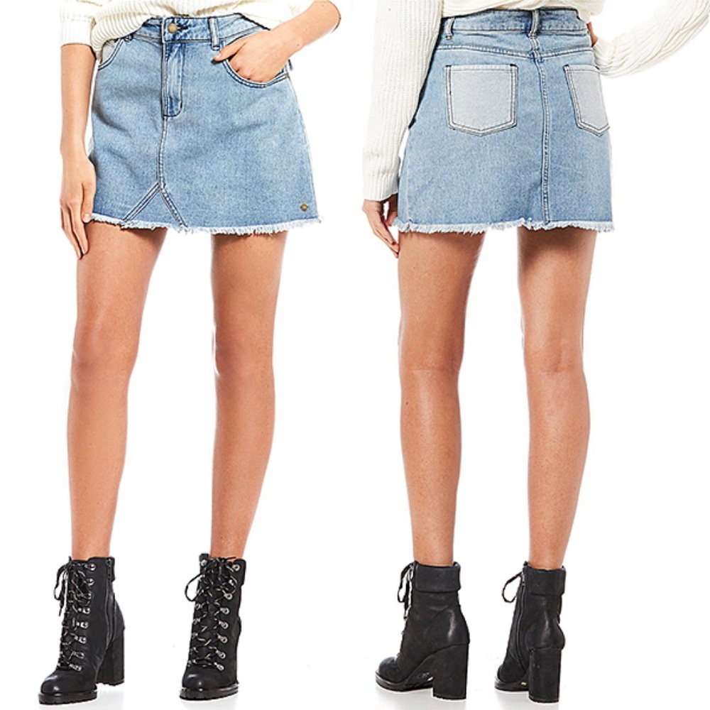 Roxy Java To Lombok Blue Denim Jean Skirt - Picture 2 of 8